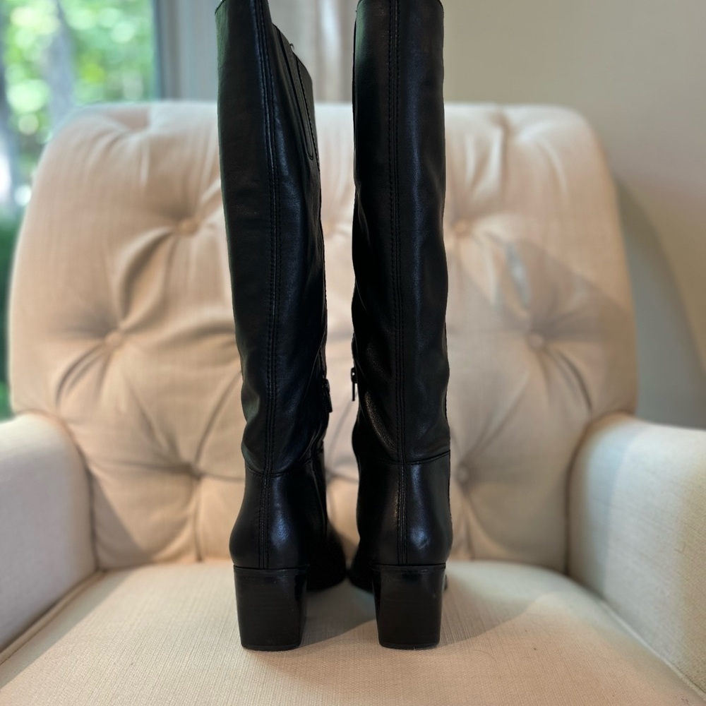 NIB Naturalizer Women's Fae Knee High Boot Black Leather Wide Calf Heeled Size 6 - Picture 5 of 16